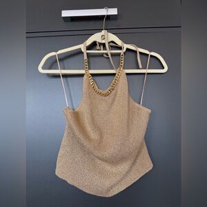 Gold Chain Halter Top